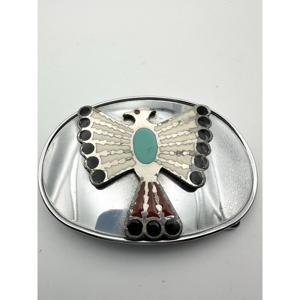 Vintage Raintree Enamel Thunderbird Belt Buckle